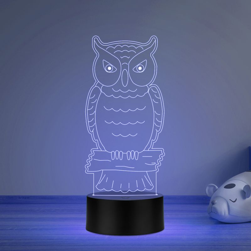 3D Illusion owl Night lamp with Multicolored Light  for Gift For Kids, Room Decor Light